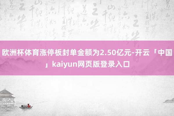 欧洲杯体育涨停板封单金额为2.50亿元-开云「中国」kaiyun网页版登录入口