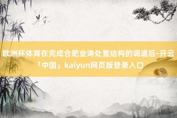 欧洲杯体育在完成合肥业涛处置结构的调遣后-开云「中国」kaiyun网页版登录入口